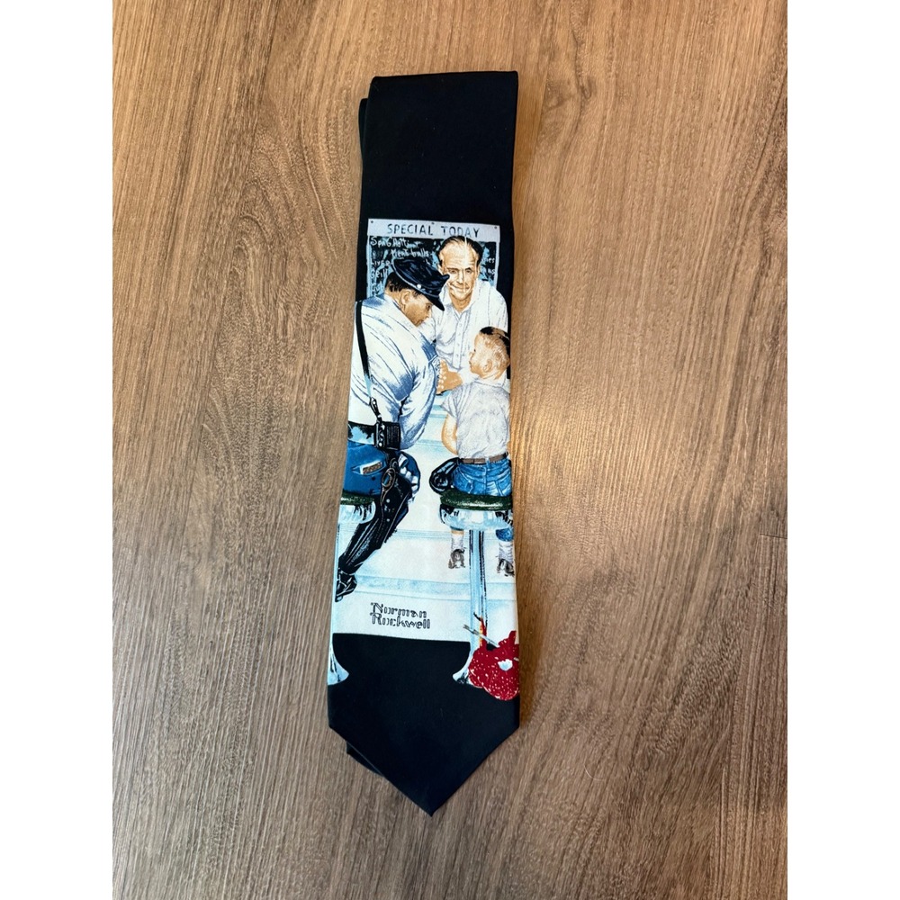 Norman Rockwell Mens Silk Tie The Runaway Saturday Evening Post Black Canada